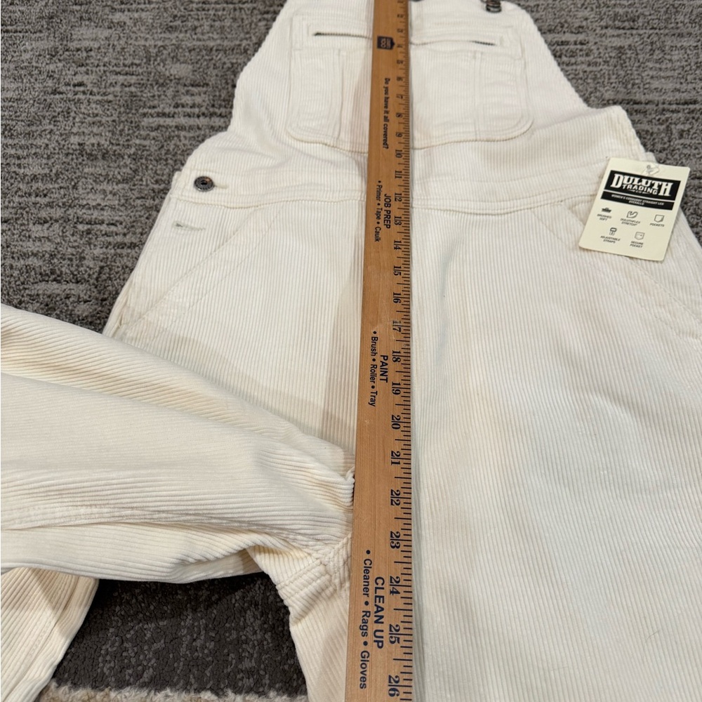 NWT Duluth Women's Cream Corduroy Bib Overalls Women’s Size 8 - Picture 3 of 6